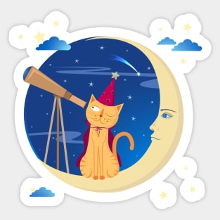 The cat astronomer Sticker